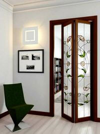 Двери гармошка с витражным декором Барановичи